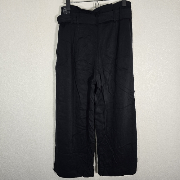 Abercrombie & Fitch Size Small Black Wide Leg Cropped‎ Paperbag Belted Pants NWT - Picture 8 of 11